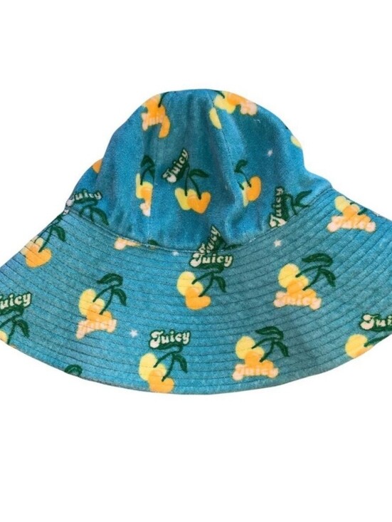 Vintage Juicy Couture blue & yellow cherry gelato terrycloth bucket hat